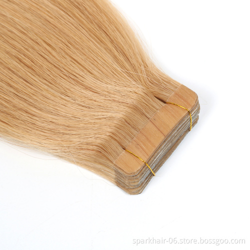 Wholesale 100% Virgin Russian Remy Tape Hair Extension Double Drawn Tape In Hair Extensions Raw Human Tape Hair for White Women